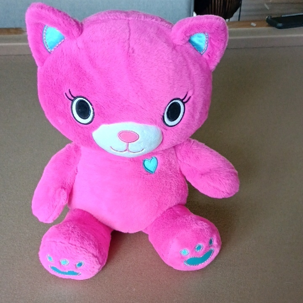 Build-A-Bear Pink Plush Cat with Blue Accents